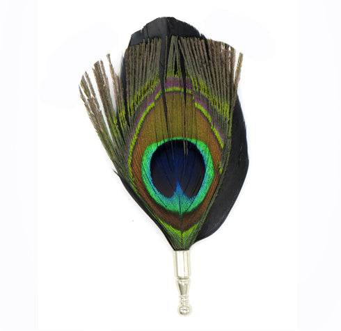 Peacock Black Feather Pin - lavishblanc