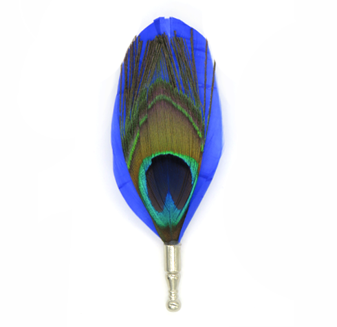 Peacock Blue Feather Pin - lavishblanc
